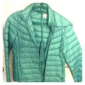 Teal weather proof puffer jacket